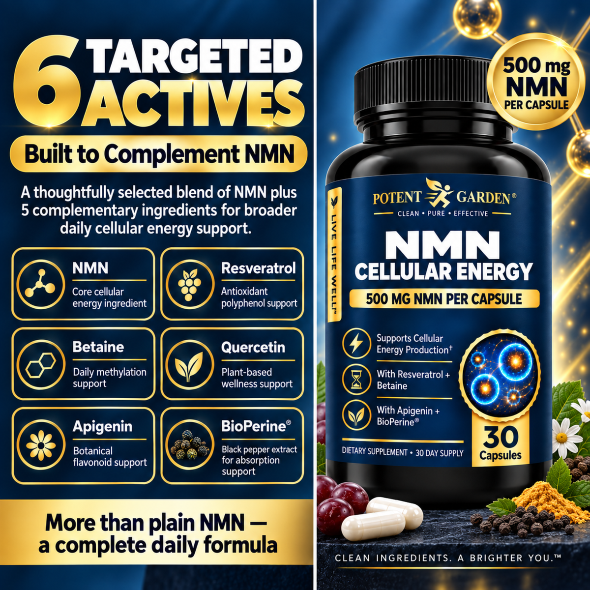 Potent Garden NMN Cellular Energy 500 mg – 30 Capsules