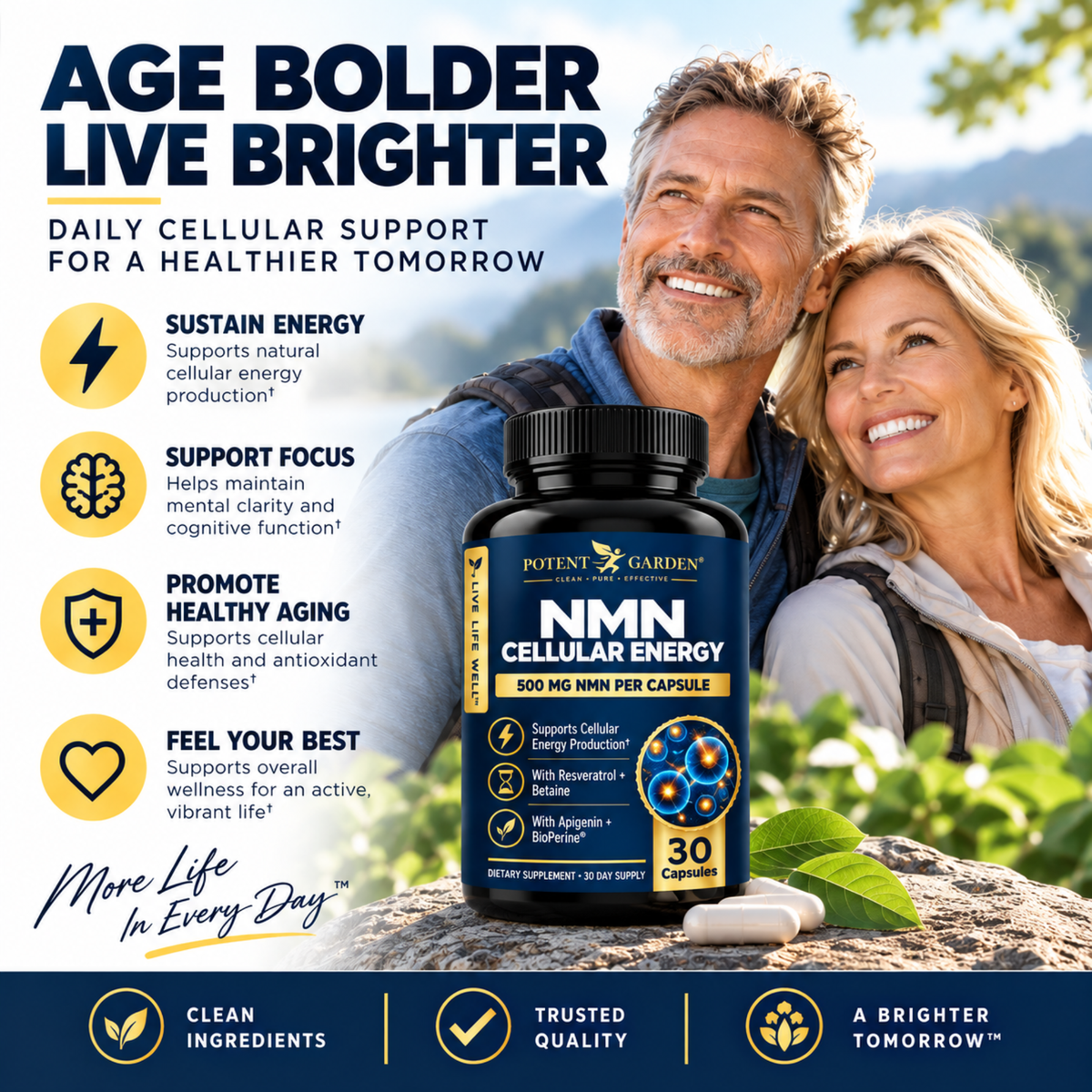 Potent Garden NMN Cellular Energy 500 mg – 30 Capsules