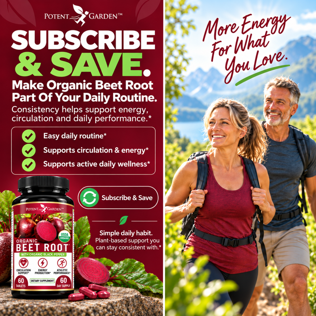 Organic Beetroot Capsules | Potent Garden