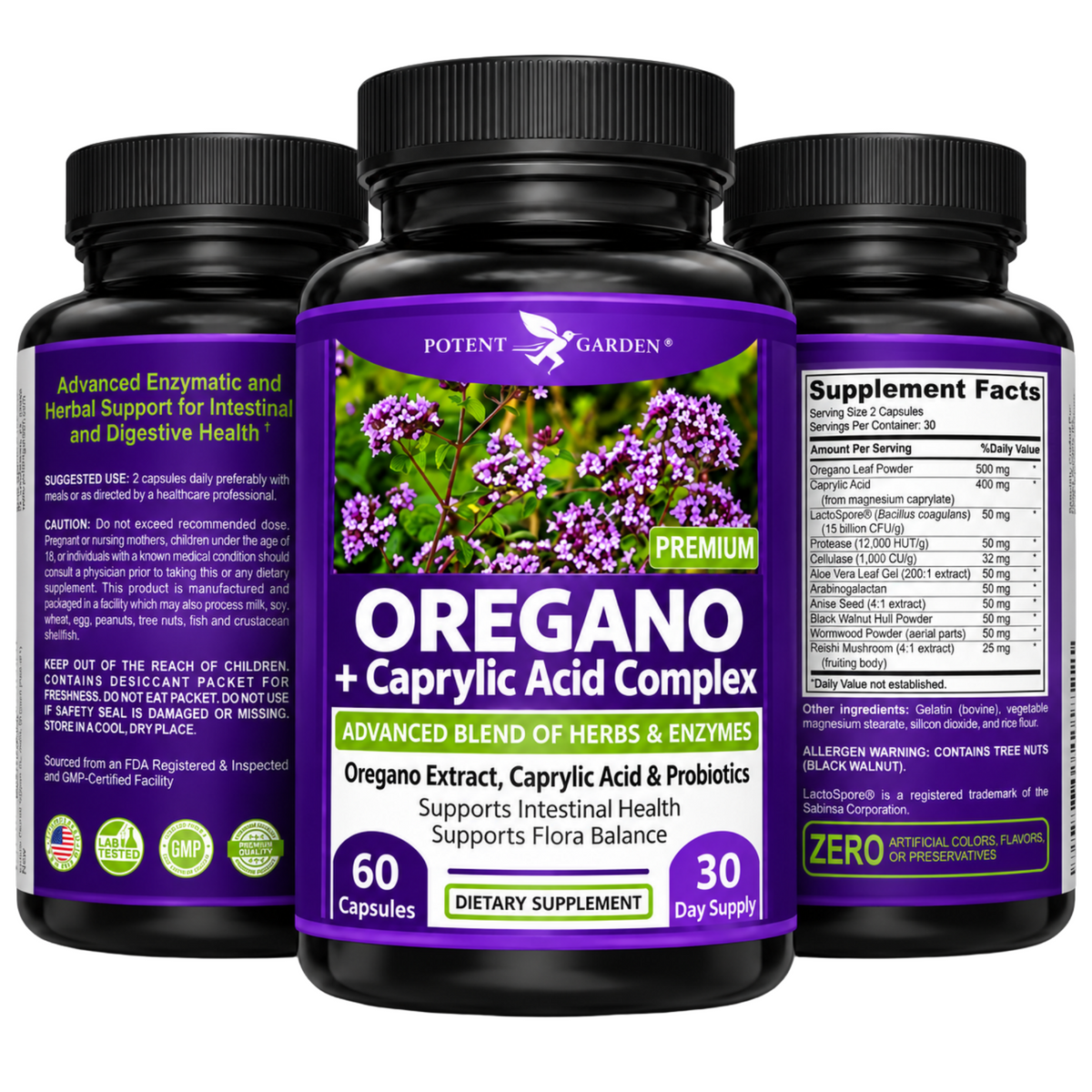 Oregano + Caprylic Acid Complex Supplement | Potent Garden