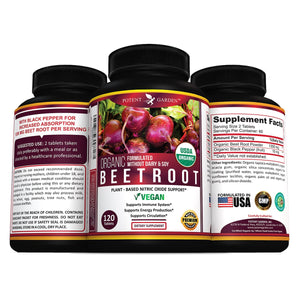 Potent Garden supplement PREMIUM ORGANIC BEETROOT, 120 CAPS