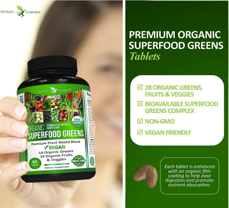 Potent Gardens Organic Fruit and Vegetable Supplement in Tablet Form