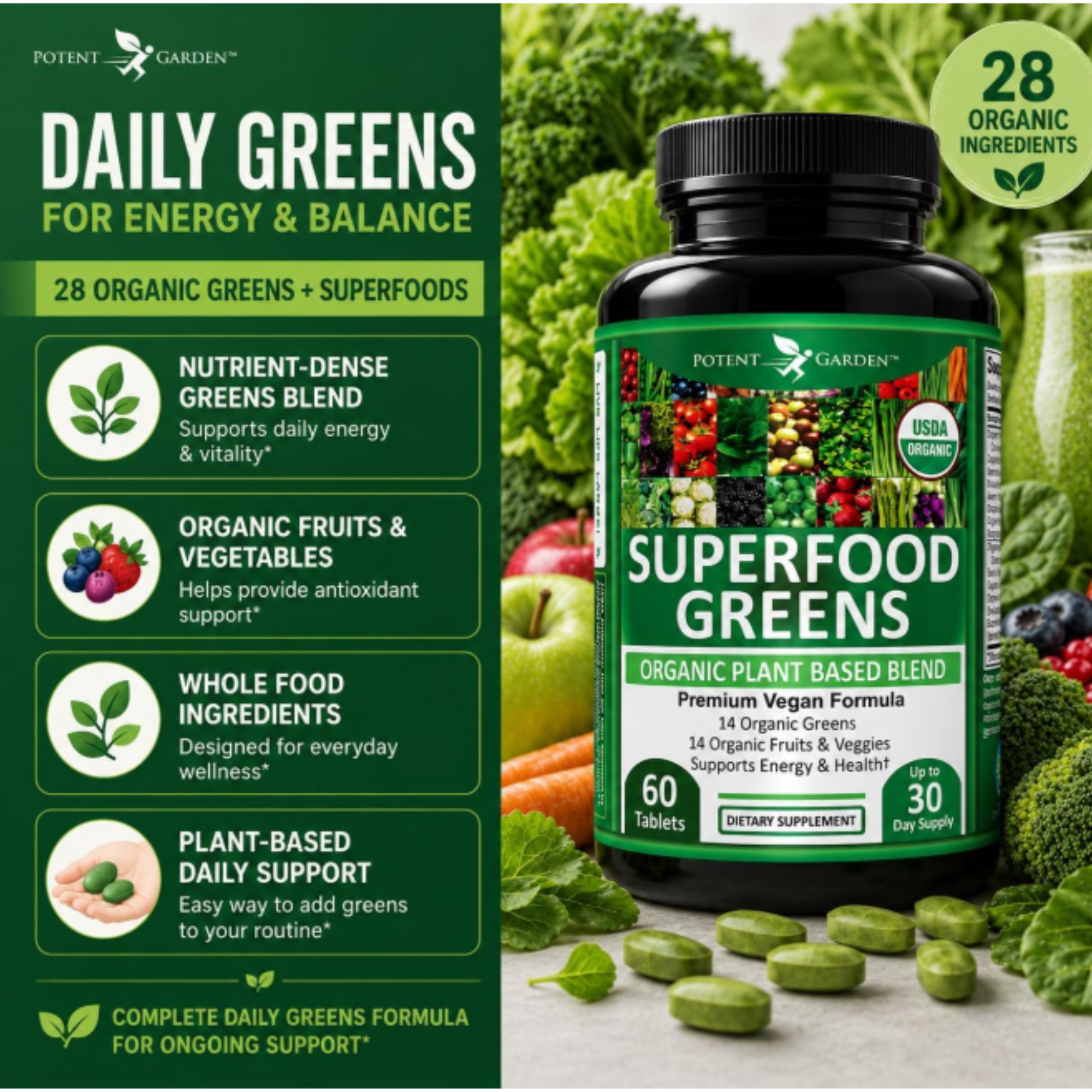 Organic Superfood Greens | Potent Garden