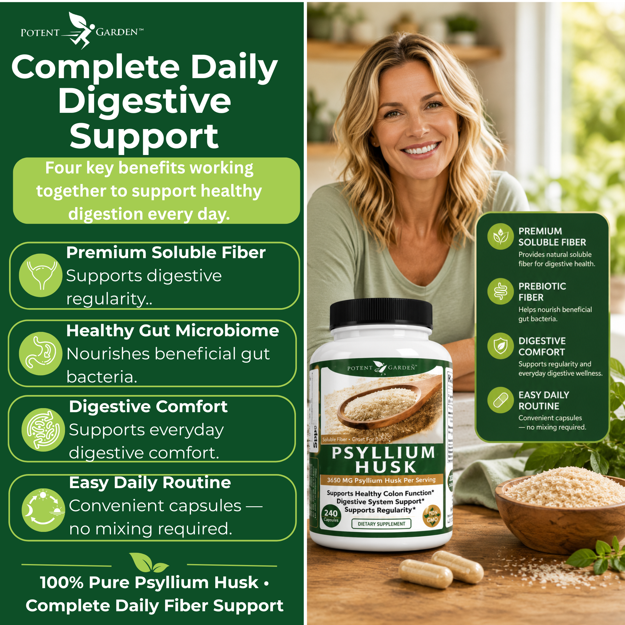 Psyllium Husk Fiber Supplement | Potent Garden