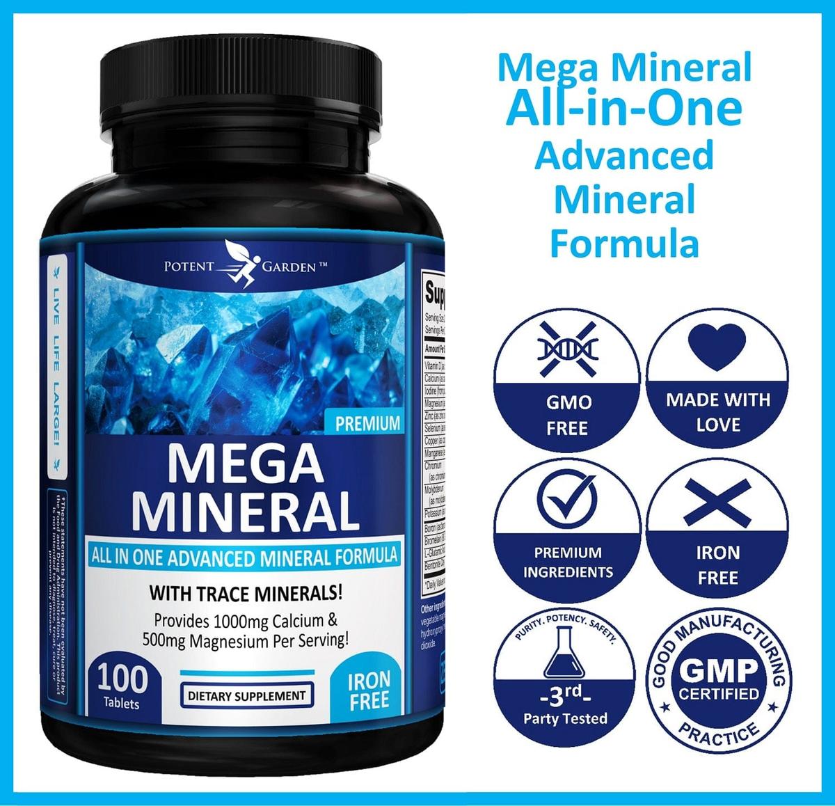 Potent Garden supplement 2 PACK PREMIUM MEGA MINERAL, 200 TABS