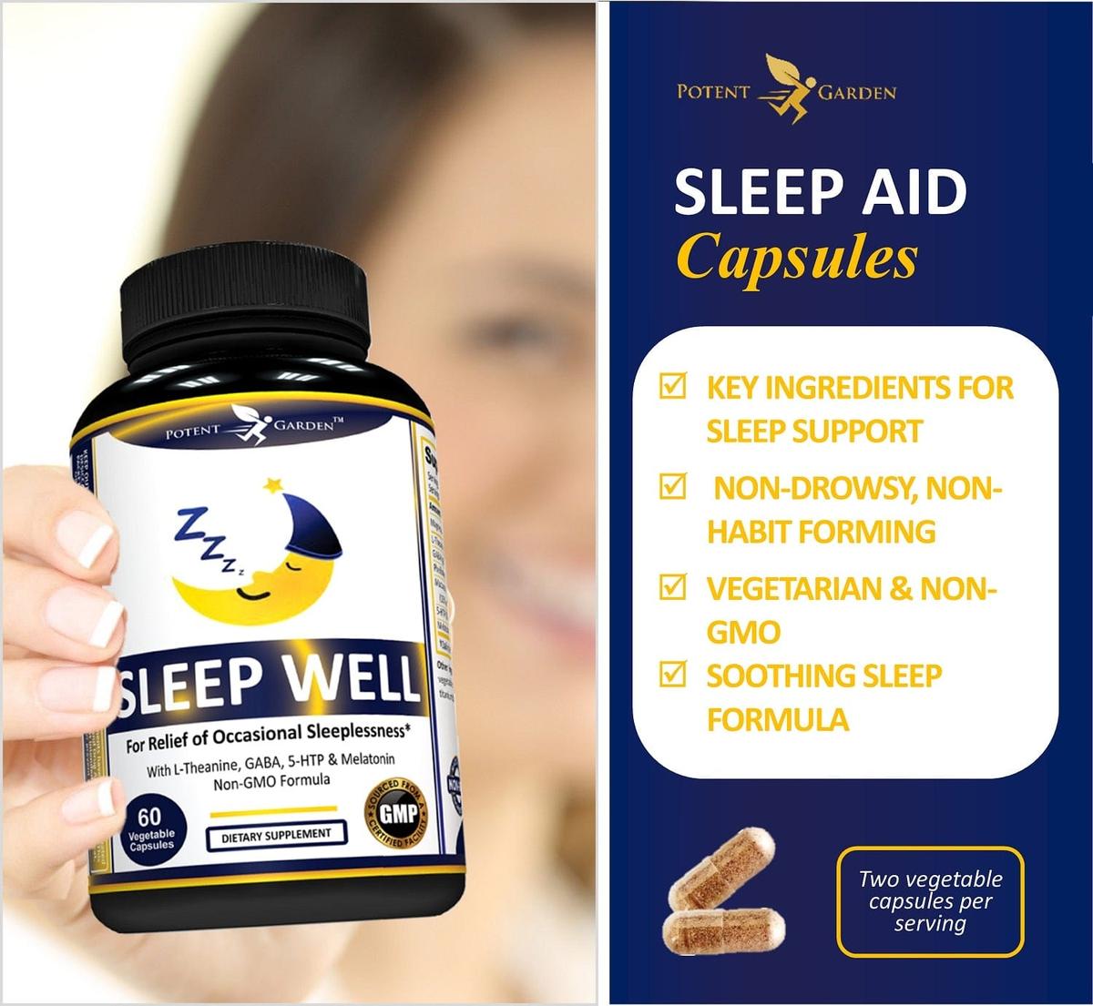 Potent Garden supplement PREMIUM NATURAL SLEEP AID, 60 VEG CAPS