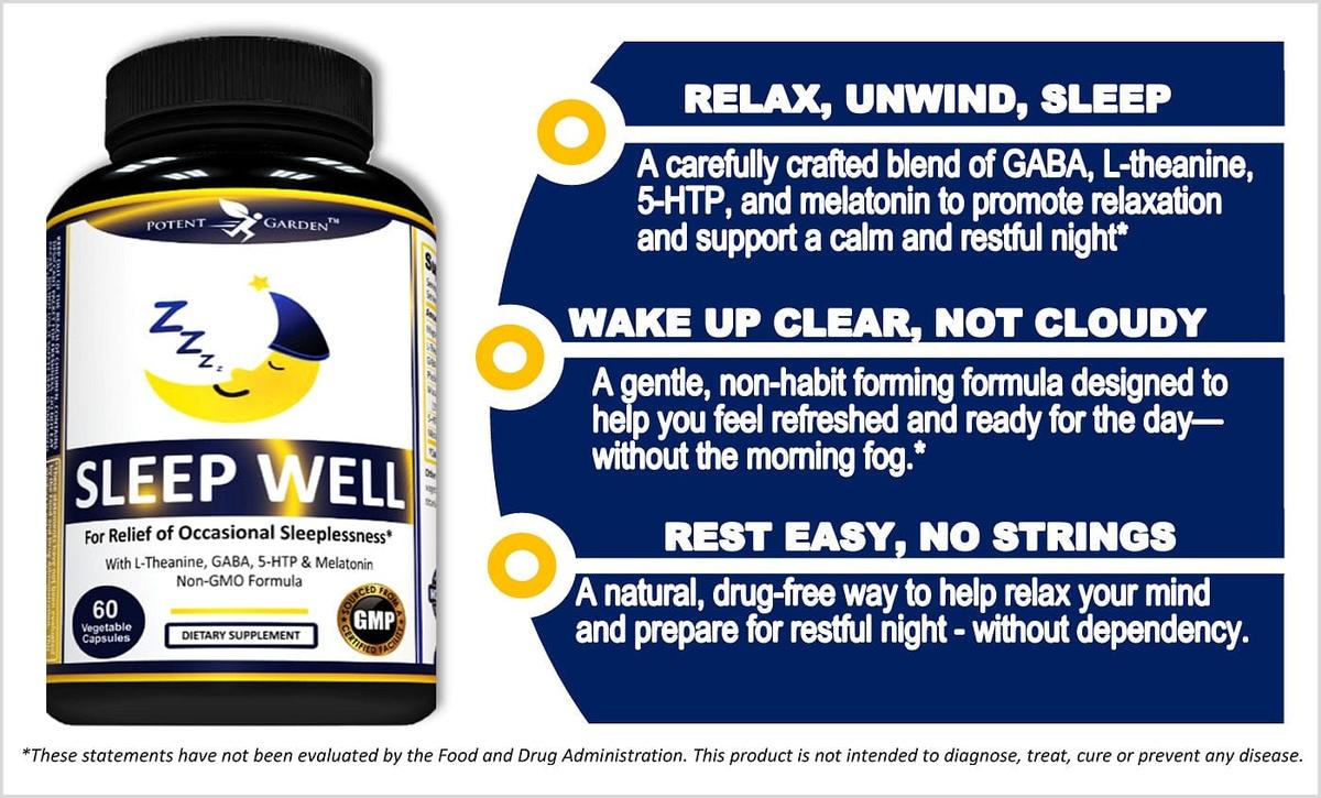 Potent Garden supplement PREMIUM NATURAL SLEEP AID, 60 VEG CAPS