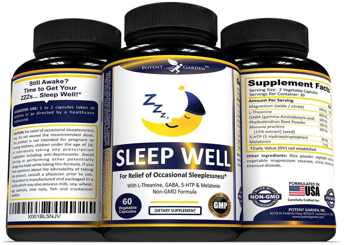 Potent Garden supplement PREMIUM NATURAL SLEEP AID, 60 VEG CAPS
