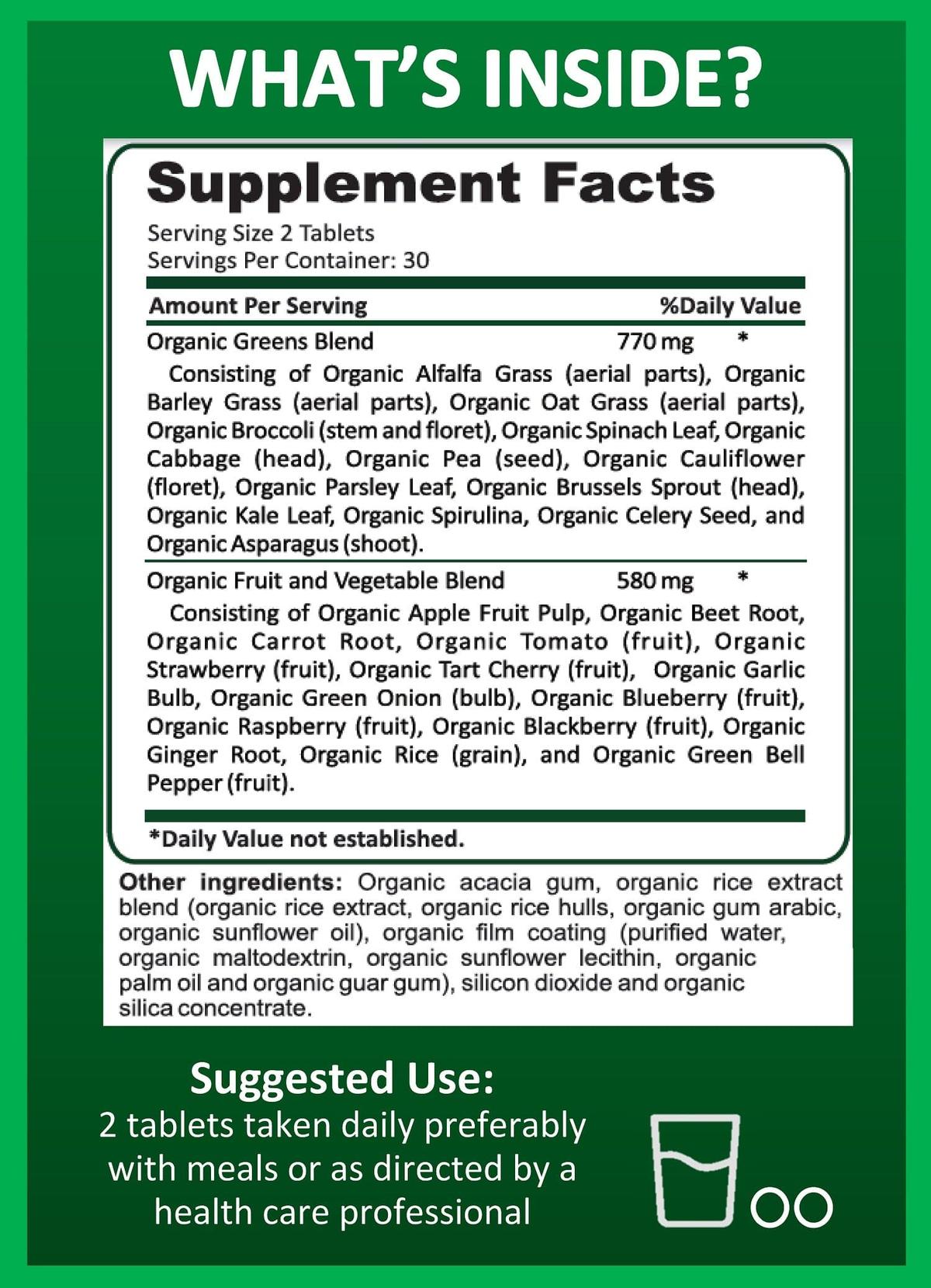 Potent Garden supplement PREMIUM ORGANIC SUPER GREEN, FRUITS & VEGGIES