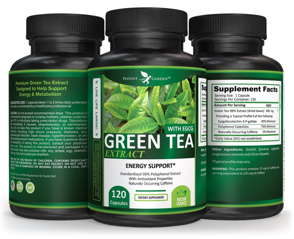 Potent Garden supplement PREMIUM GREEN TEA FAT BURNER, 120 CAPS