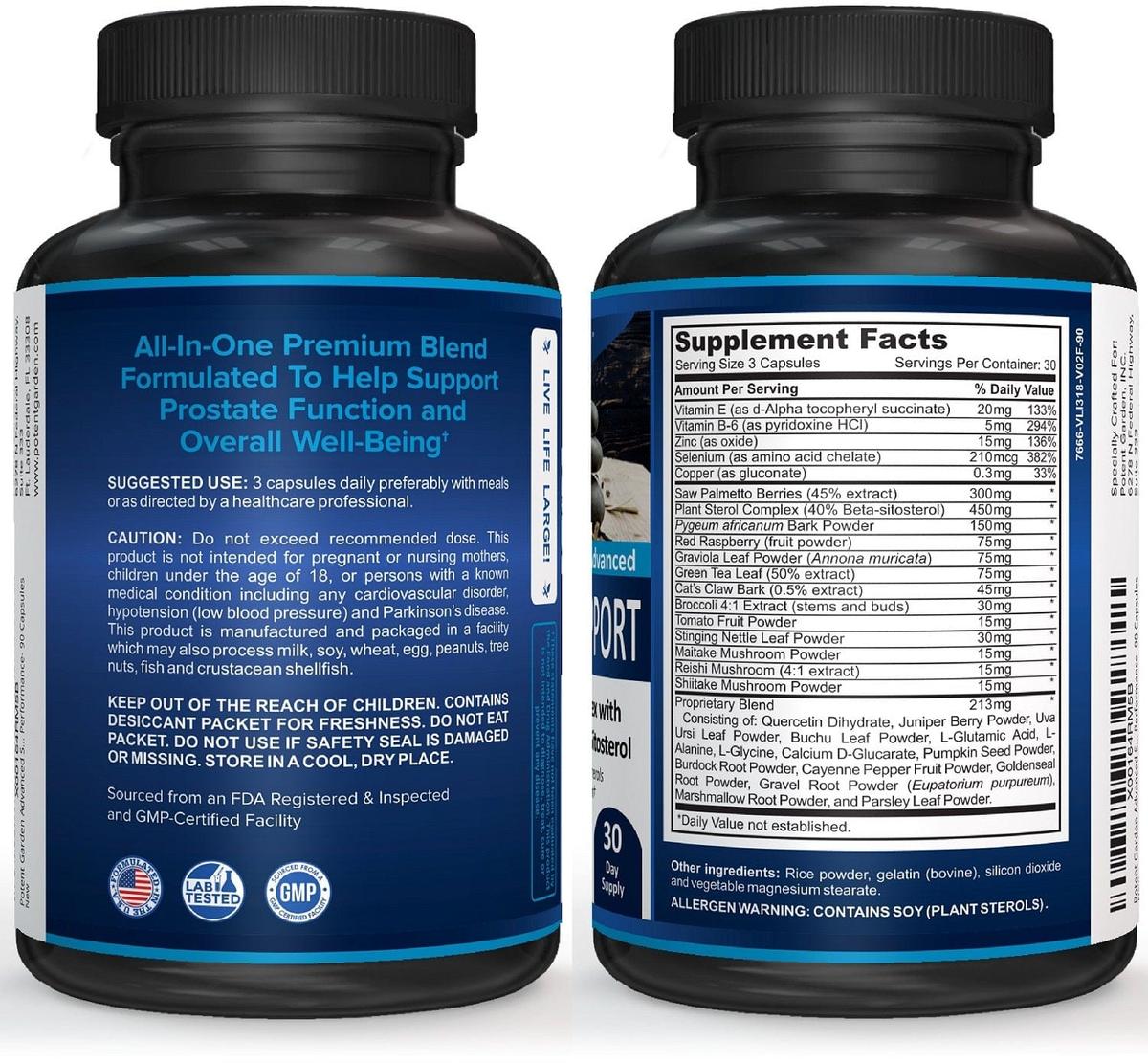 Potent Gaeden supplement PREMIUM PROSTATE SUPPLEMENT FOR MEN (33 POTENT HERBS + SAW PALMETTO), 90 CAPS