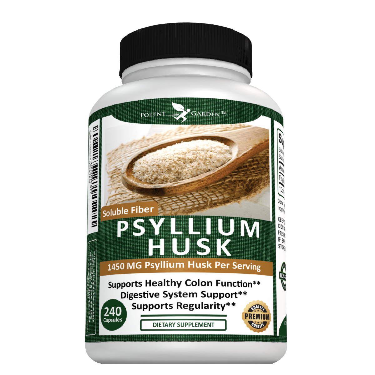 Potent Garden supplement PREMIUM PSYLLIUM HUSK, 240 CAPS