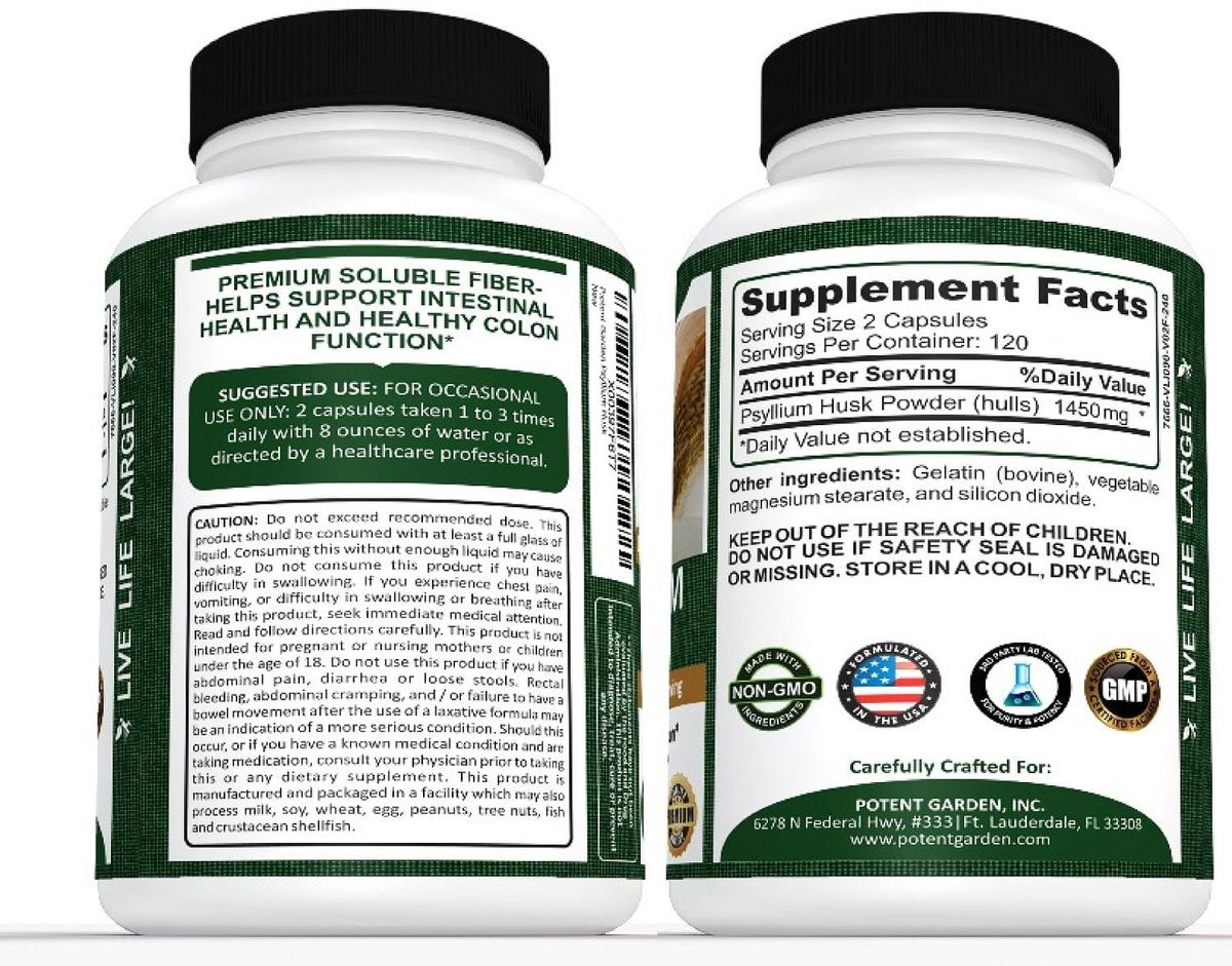 Potent Garden supplement PREMIUM PSYLLIUM HUSK, 240 CAPS