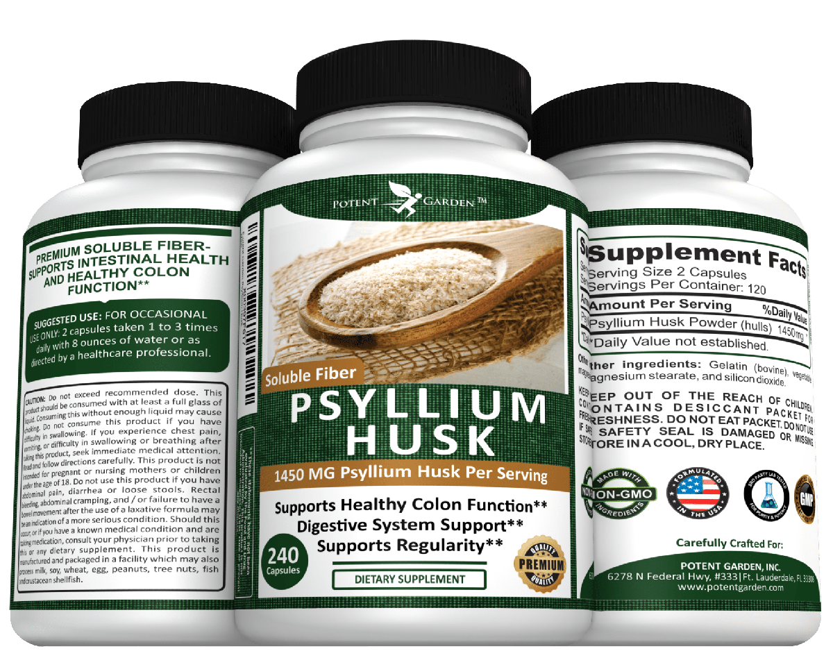 Potent Garden supplement PREMIUM PSYLLIUM HUSK, 240 CAPS