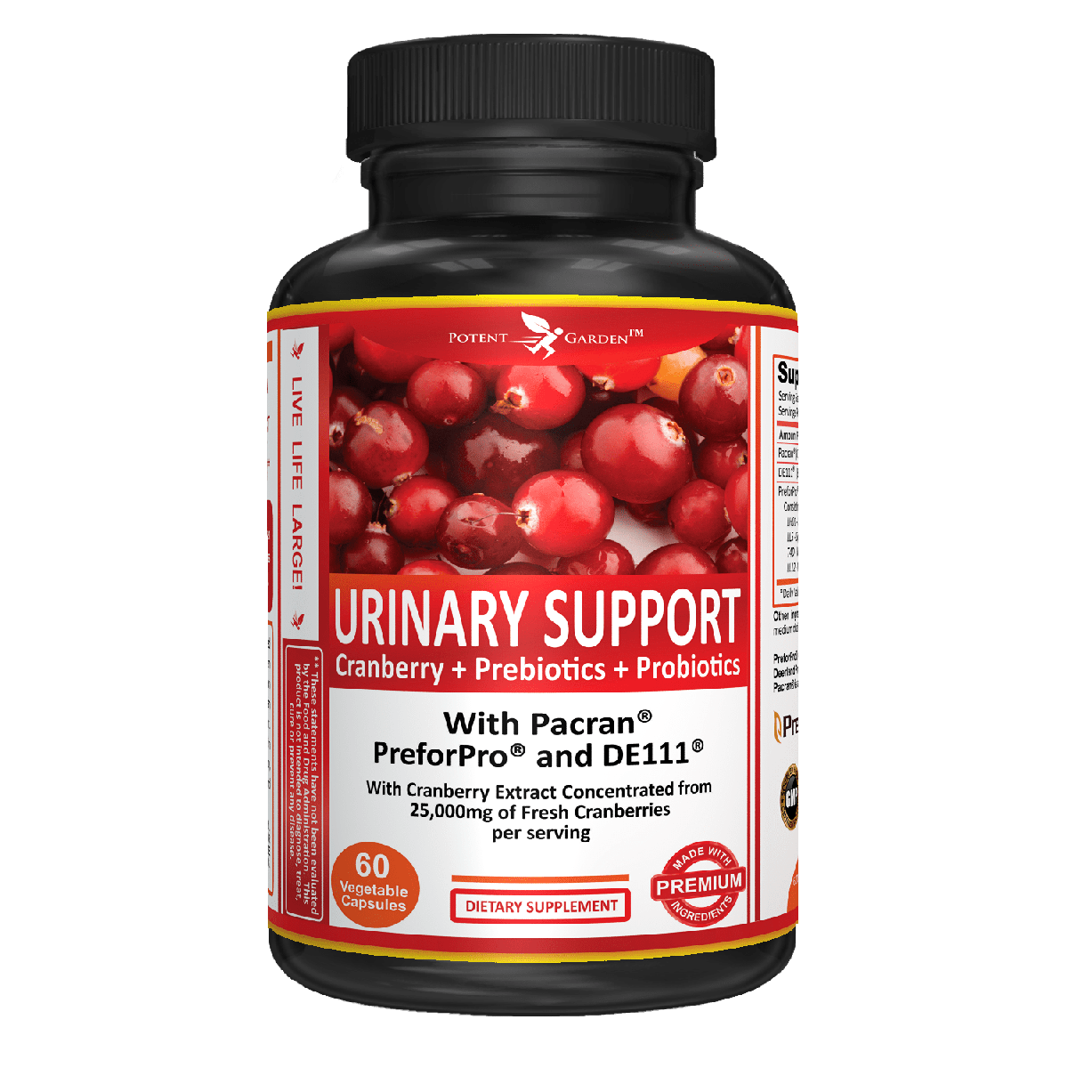 Potent Garden supplement PREMIUM URINARY SUPPORT WITH PREBIOTICS & PROBIOTIC, 60 VEG CAPS