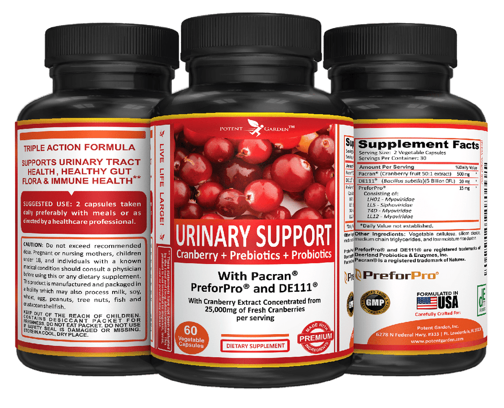 Potent Garden supplement PREMIUM URINARY SUPPORT WITH PREBIOTICS & PROBIOTIC, 60 VEG CAPS